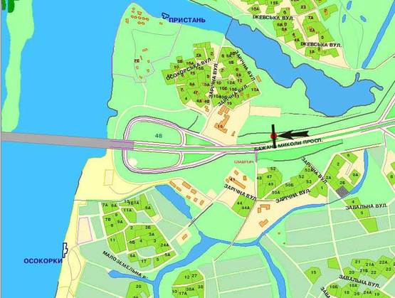 Схема рекламной плоскости по адресу пр.Бажана/Южный мост (птица)