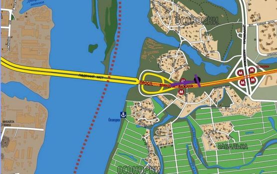 Схема рекламной плоскости по адресу пр.Бажана/Южный мост (птица)