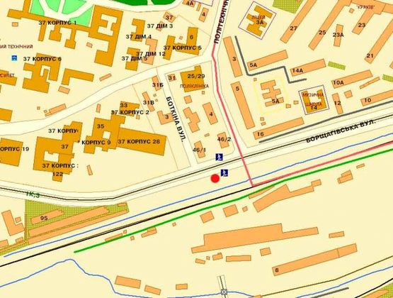 Схема рекламної площини за адресою ул.Борщаговская/Политехническая направление в центр