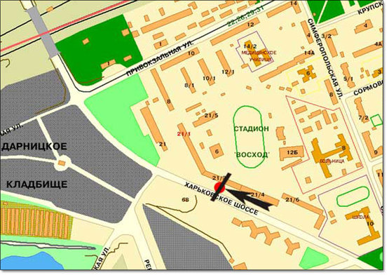 Схема рекламной плоскости по адресу Харьковское шоссе,21/1 направление в центр