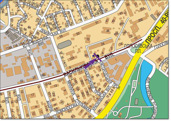 Схема рекламної площини за адресою Васильковская,6, супермаркет "Велика Кишеня"