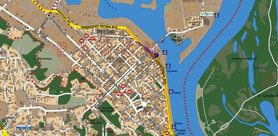 Схема рекламной плоскости по адресу вул. Набережно-Хрещатицька,10, напрямок в центр