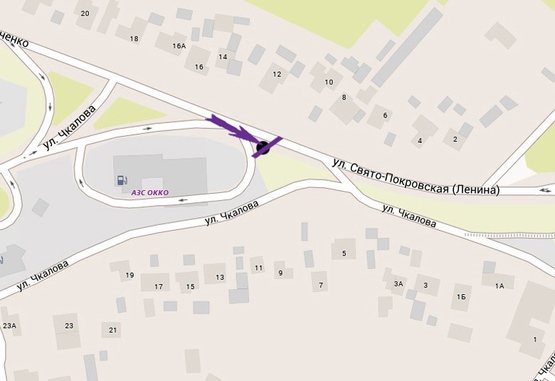 Схема рекламної площини за адресою Гостомельское шоссе, 23км+700м,  АЗС "ОККО", выезд из Ирпеня, направление в Киев