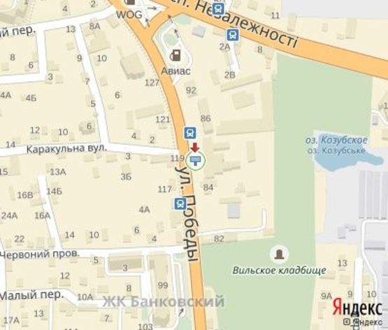 Схема рекламной плоскости по адресу Победы пр., 84  (Статуправление, 100 м до Приват Банк )