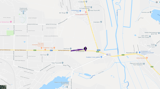 Схема рекламной плоскости по адресу Гостомельское шоссе, 24500 , ул. Шевченко, направление на Киев