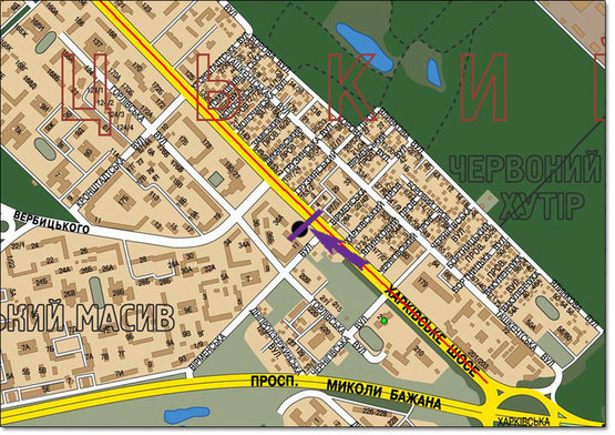 Схема рекламной плоскости по адресу Харківське шосе / вул. Вірменська  в’їзд