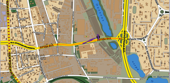 Схема рекламной плоскости по адресу вул. Лугова навпроти "Каравана" напрямок Оболоні