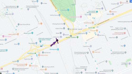 Схема рекламной плоскости по адресу пр. Броварський, 53