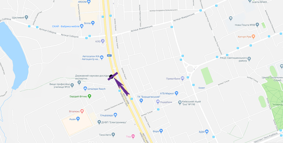 Схема рекламной плоскости по адресу Кільцева дорога перед ТЦ "Ашан"