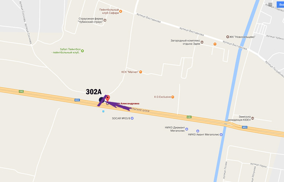 Схема рекламної площини за адресою Бориспільське шосе, 28,5 км  зупинка Мала Олександрівка, в'їзд до Києва, "птах"