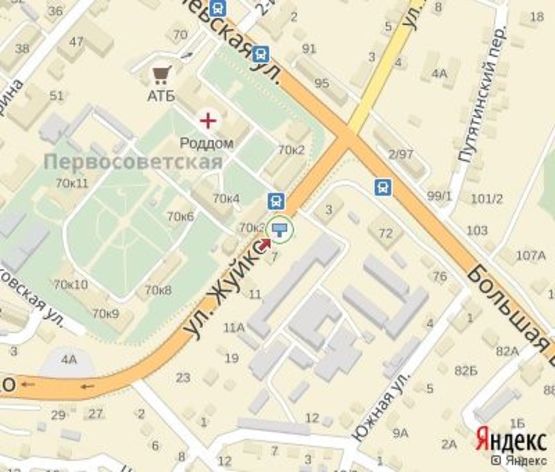 Схема рекламной плоскости по адресу Жуйка ул., 7(Центральнаая гор. больница 1)