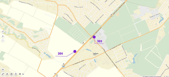 Схема рекламной плоскости по адресу Одеська траса 15 км. - Чабани - у напрямку Києва