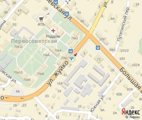 Схема рекламної площини за адресою Жуйка ул., 7(Центральнаая гор. больница 1)