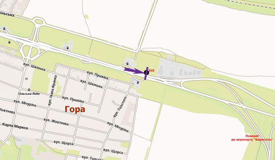 Схема рекламної площини за адресою Бориспільське шосе, 32,км, автосалон Порше,  в напрямку а/п Бориспіль