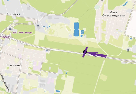 Схема рекламної площини за адресою Бориспільське шосе, 28,2 км,  в'їзд у Київ