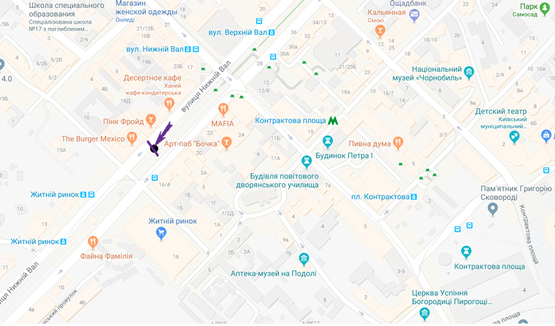 Схема рекламной плоскости по адресу Нижній Вал, 19/21