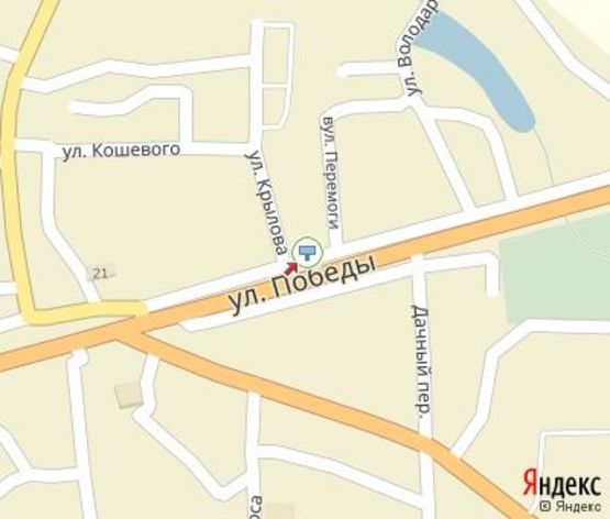 Схема рекламної площини за адресою Победы ул. - Крылова ул.