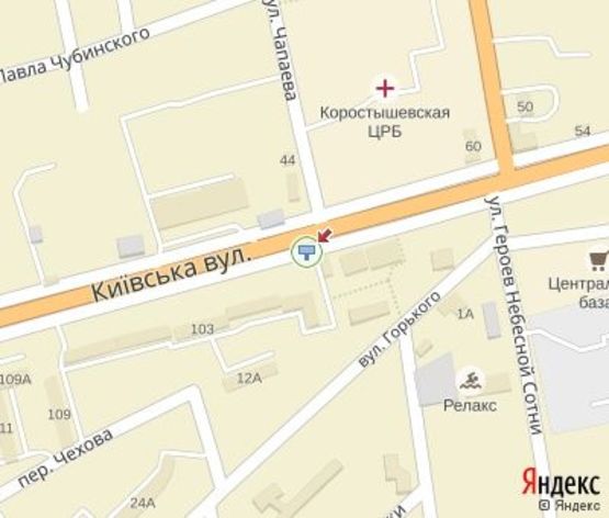 Схема рекламної площини за адресою Киевская ул., 103