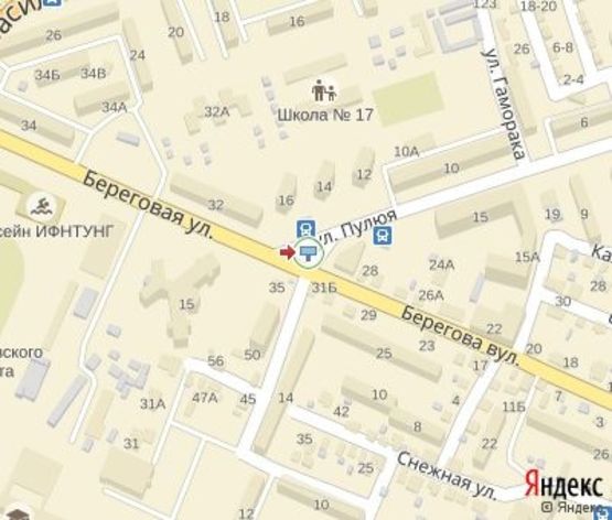 Схема рекламной плоскости по адресу Пулюя ул. - Берегова ул.( в центр)