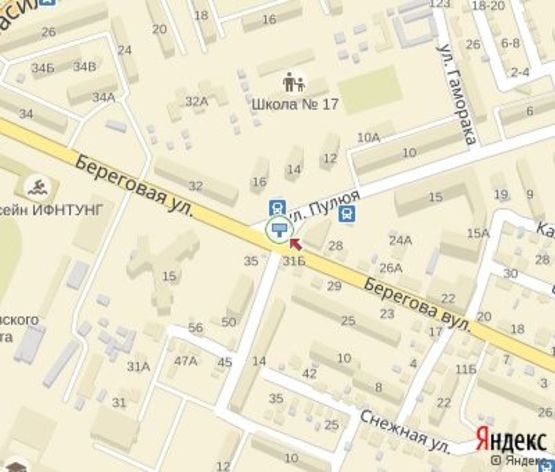 Схема рекламной плоскости по адресу Пулюя ул. - Берегова ул.  (из центра)