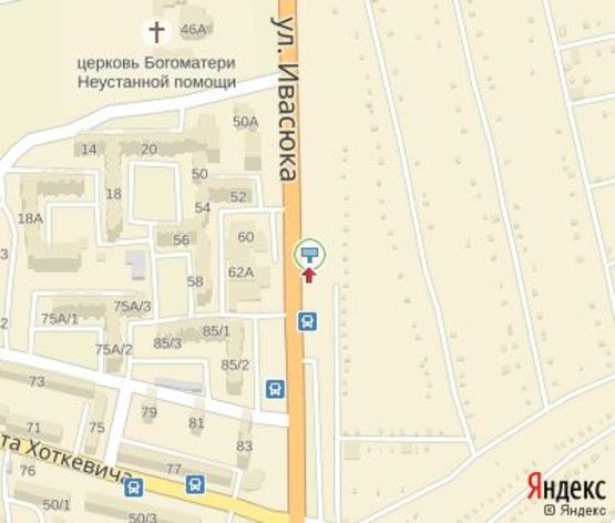 Схема рекламной плоскости по адресу Ивасюка ул., 58 (навпротив супермаркет "Вопак", кафе «Ельдорадо»,600 к Эпицентру (ул. Хаткевича)