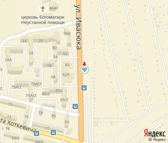 Схема рекламной плоскости по адресу Ивасюка ул., 58 (навпротив супермаркет "Вопак", кафе «Ельдорадо» (ул. Хаткевича)