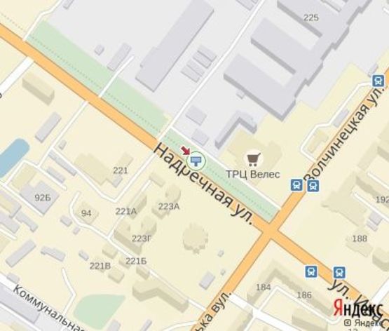 Схема рекламной плоскости по адресу Надречная ул, 225 (напротив ТРЦ "Велес" и Диллер "Toyota" "Классик-Авто")