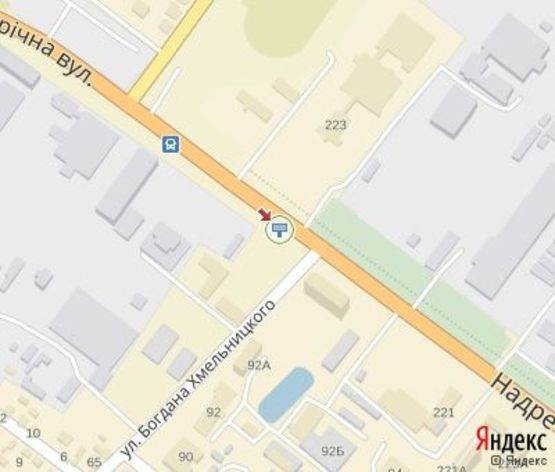 Схема рекламной плоскости по адресу Надречная ул.,(300 м. к ТРЦ "Велес" и Диллер "Toyota" "Классик Авто") (50 м. к Хмельницкого ул.)