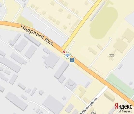 Схема рекламної площини за адресою Надречная ул., (напротив супермаркета "Торба",напротив стадиона,400 м. до "Concert Hall Platinum")