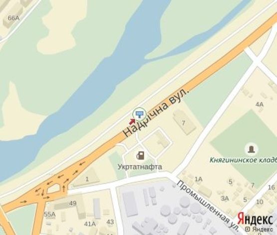 Схема рекламной плоскости по адресу Надречная ул., новая дорога напротив Церковной ул. (200 м.к СТО "BMW")