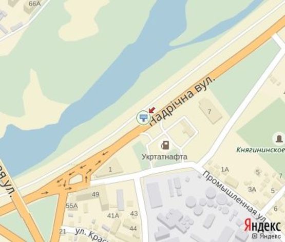 Схема рекламной плоскости по адресу Надречная ул.,перед ул.Галицкой  (напротив АЗС "Fortuna", 100 м. супермаркет "Пакко")