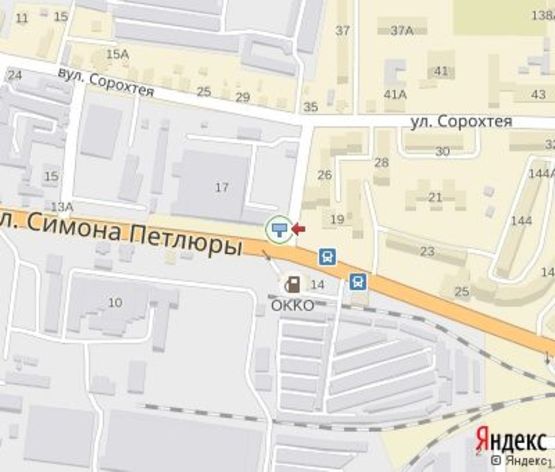 Схема рекламной плоскости по адресу Петлюри  ул., 17 (хлебзавод, напротив АЗС "ОККО")