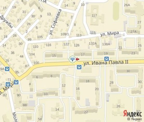 Схема рекламной плоскости по адресу Иоанна Павла ІІ ул.Направление в центр. Напротив пекарни "Царь хлеб".