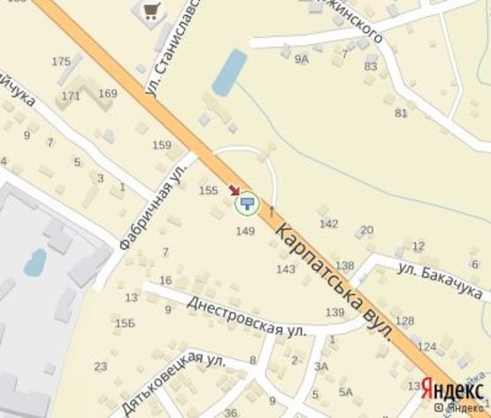 Схема рекламной плоскости по адресу Карпатская ул.,149  ( напротив АЗС "ОККО") в центр