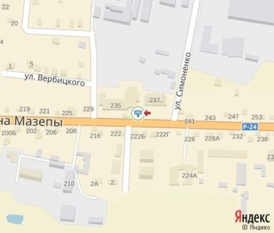 Схема рекламной плоскости по адресу Гетьмана Мазепы ул., (типография им.Шухевича)