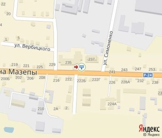 Схема рекламной плоскости по адресу Гетьмана Мазепы ул., (типография им.Шухевича)