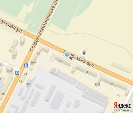 Схема рекламної площини за адресою Прибужская ул., 30 (въезд из Киева)(супермаркет "Вопак",напротив АЗС "ANP")