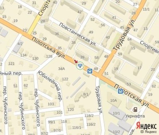 Схема рекламної площини за адресою Пилотская ул.,Котеджный городок (200 м.АЗС "Укрнафта",ТЦ"7 Континент", "АТЛ")