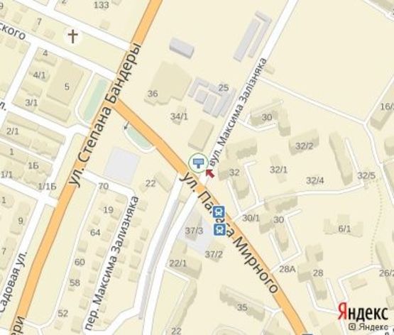 Схема рекламної площини за адресою Бандери С. вул., поворот на Лисенка вул.