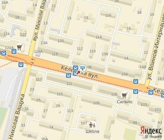 Схема рекламной плоскости по адресу Келецкая ул. (200 м. супермаркет "Сильпо")в центр