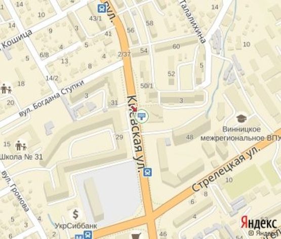 Схема рекламной плоскости по адресу Киевская ул., ("ПриватБанк", ж/к "Набережный квартал"гостинница "Рейкарц Оптима") в центр