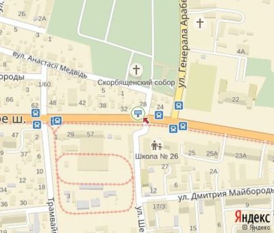 Схема рекламной плоскости по адресу Хмельницкое  шоссе, 28 из центра