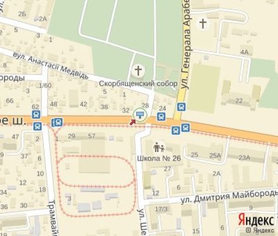 Схема рекламной плоскости по адресу Хмельницкое  шоссе,28 в центр