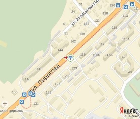 Схема рекламной плоскости по адресу Пирогова ул., 123- ресторан "Мисливець" (в центр)