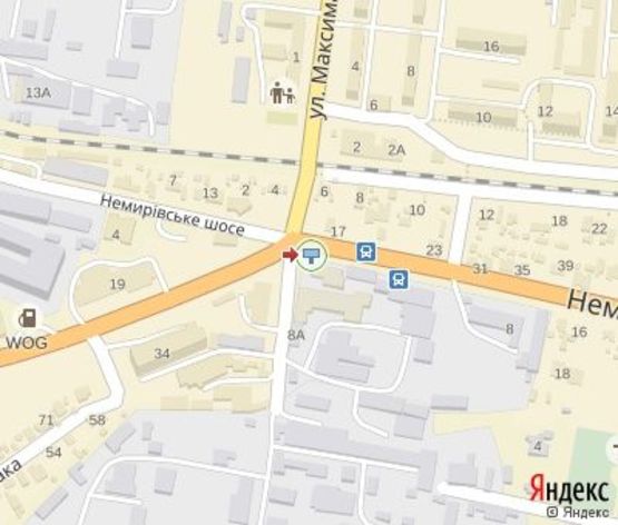 Схема рекламной плоскости по адресу Немировское шоссе - Максима Шимка ул.