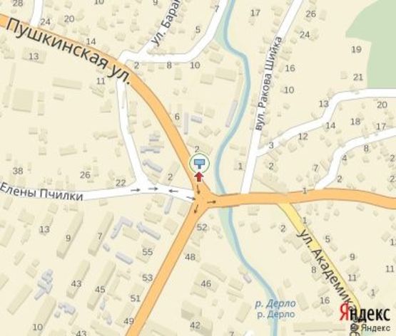 Схема рекламної площини за адресою Пушкинская ул., 2 (пл.Черновола, напротив магазина "Чумацький шлях")