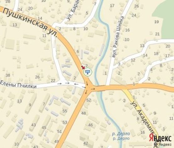 Схема рекламної площини за адресою Пушкинская ул., 2 (пл.Черновола, напротив магазина "Чумацький шлях")