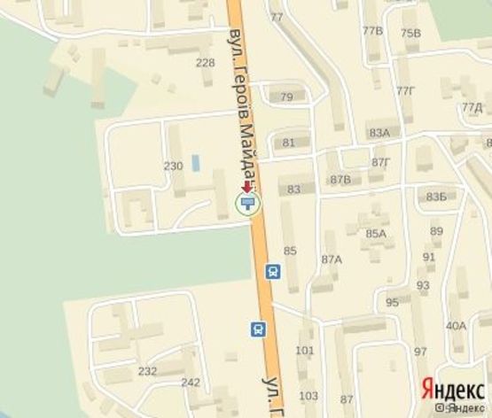 Схема рекламной плоскости по адресу Героев Майдана ул., 230 (напротив почтампта)