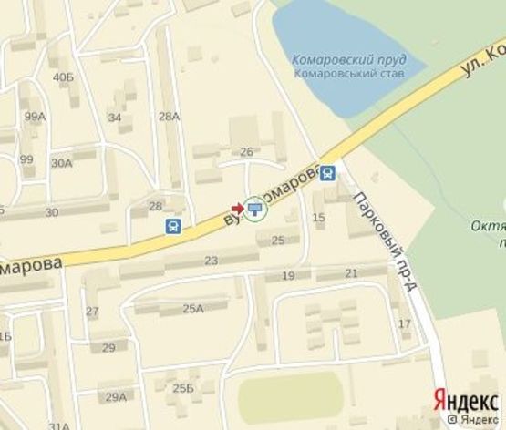 Схема рекламной плоскости по адресу Комарова ул., 23-25 направление к ул.Головна (в центр)