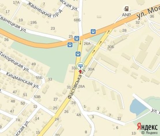 Схема рекламной плоскости по адресу Тихорецкая ул. - Фастовская ул. (перед Автовокзалом , гостинничный комплекс"Koral")